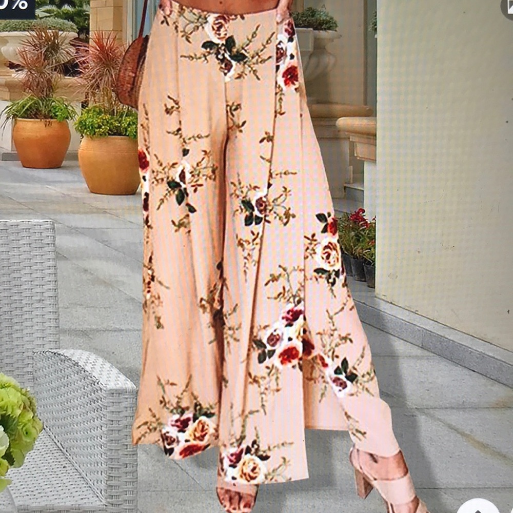 Women Summer High Waist Side Split Floral Print - Picture 3 of 6